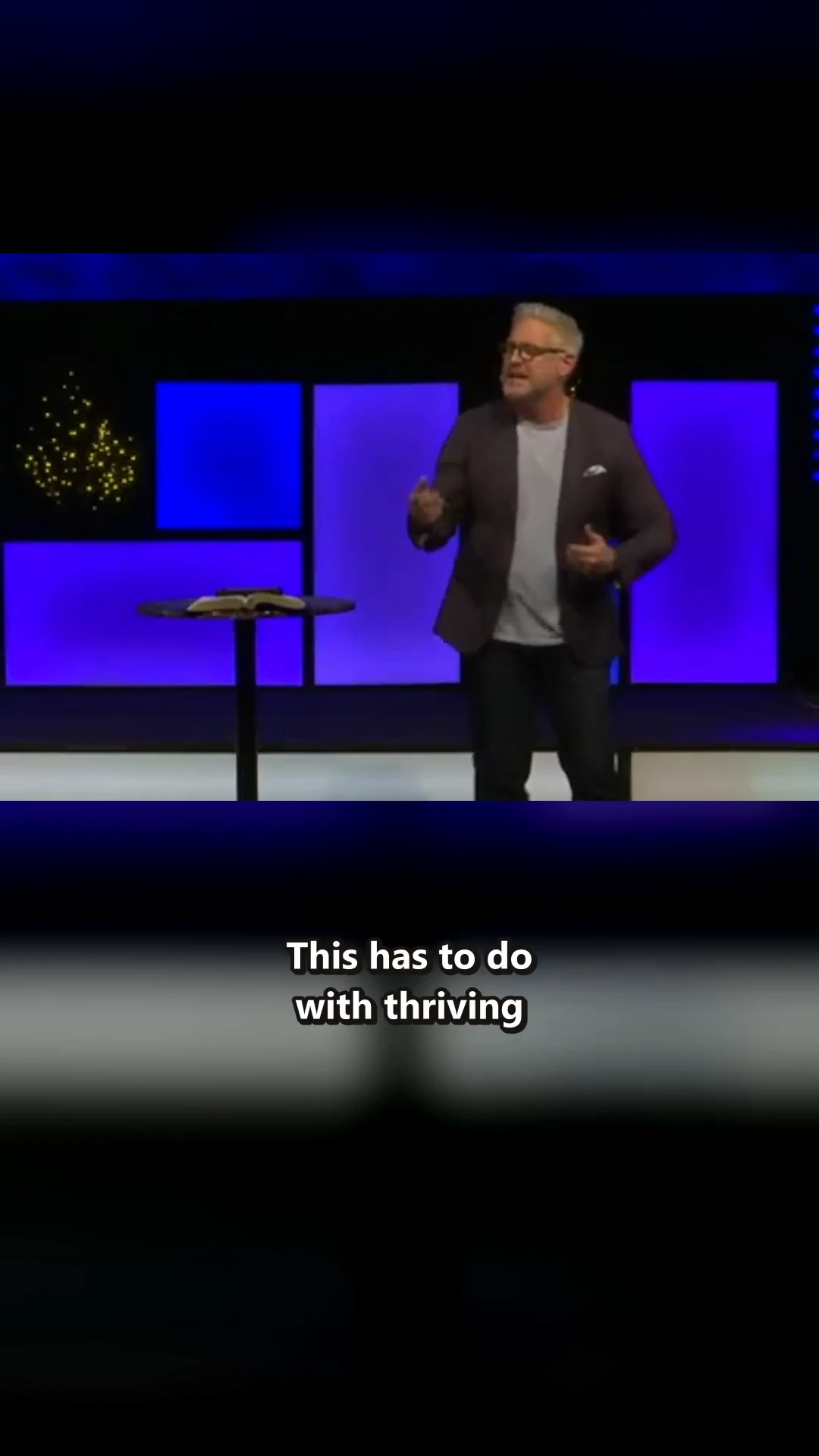 Real delivered clip still: caption reads 'This has to do with thriving'